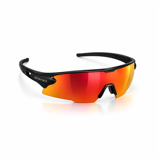 GORPED Strider Ember sunglasses — white studio, three-quarter view