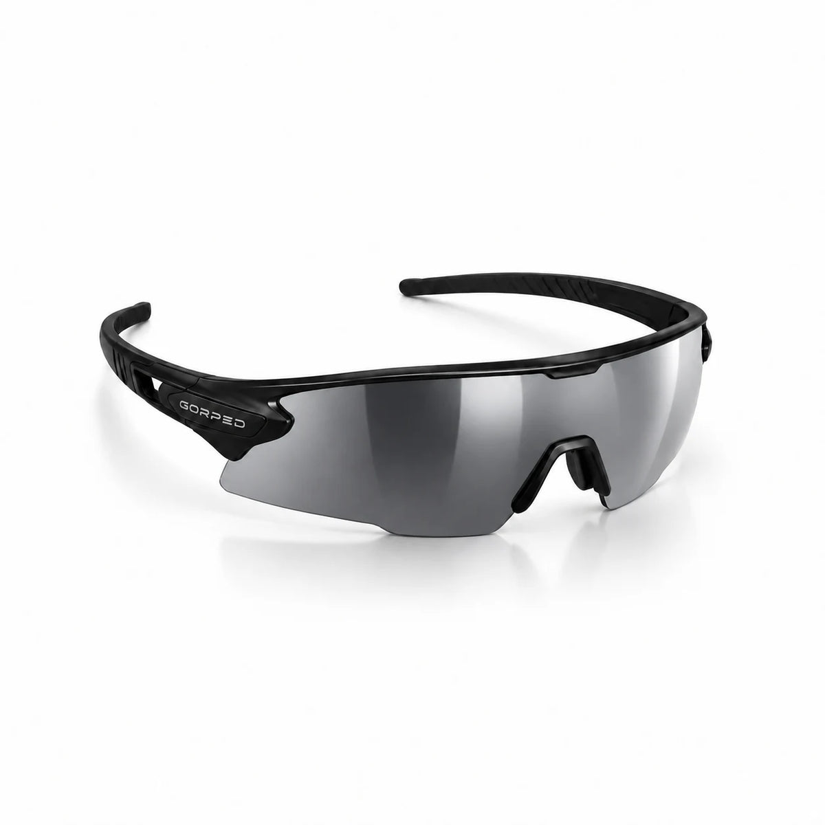 GORPED Strider Shadow sunglasses — white studio, three-quarter view