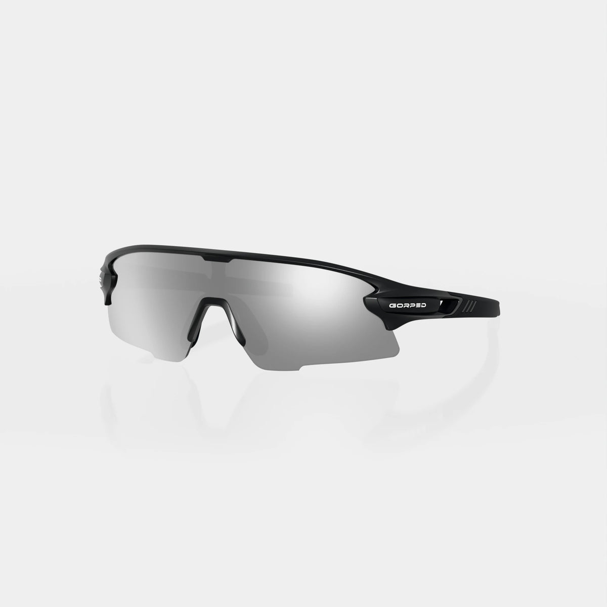 Strider Shadow sunglasses from a front three-quarter angle on a pale studio background