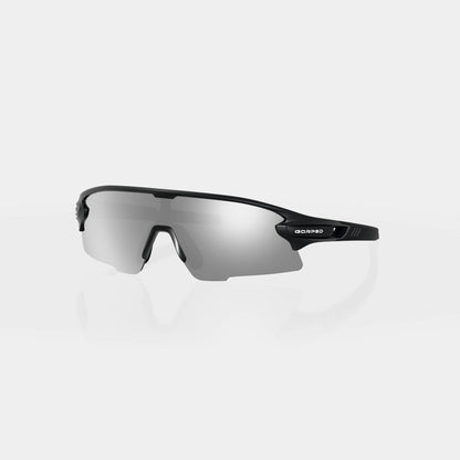 Strider Shadow sunglasses from a front three-quarter angle on a pale studio background